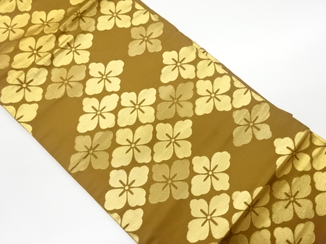 JAPANESE KIMONO / VINTAGE NAGOYA OBI / WOVEN FLOWER RHOMBUS